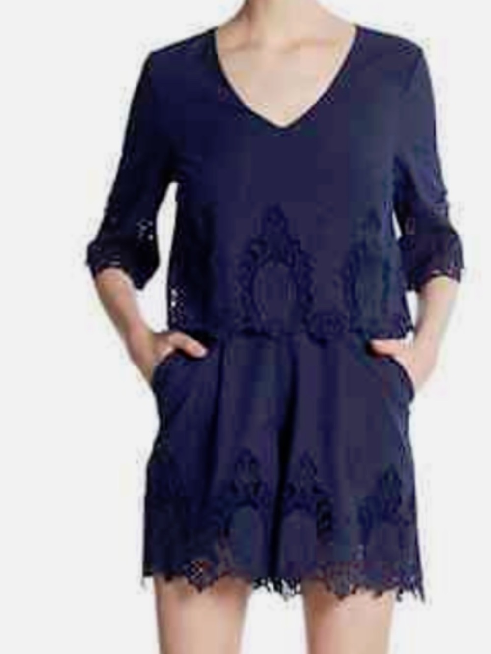 Saks Fifth Avenue cotton eyelet Romper Black